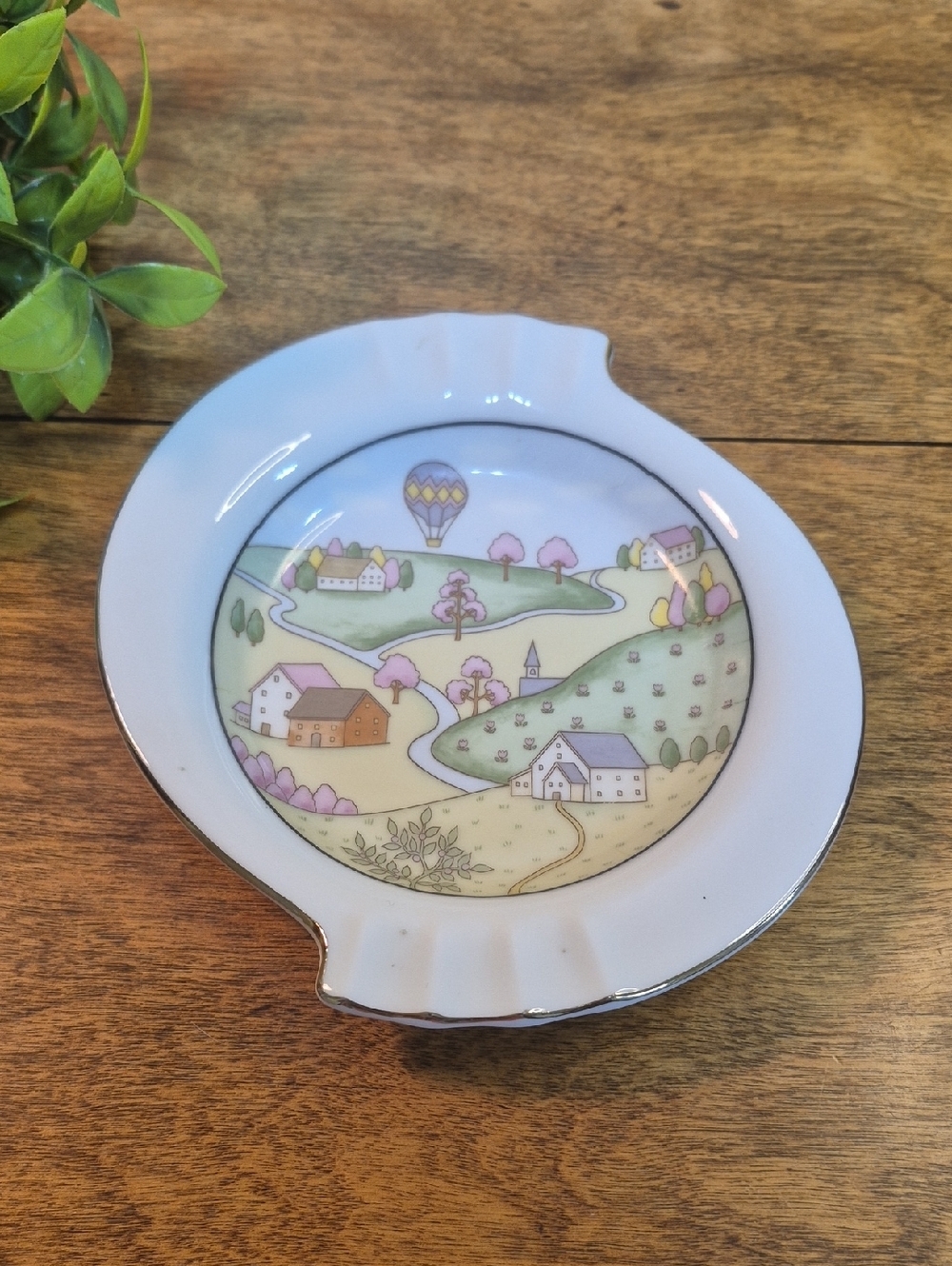 COPPERCRAFT GUILD CASTLEBLEU Porcelain  Country Folk Art Ashtray/Trinket Dish